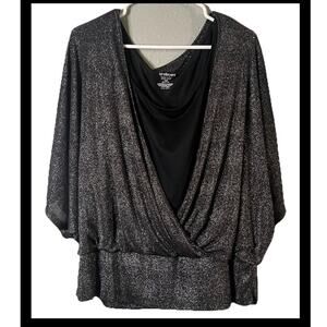 Lane Bryant 18/20 Silver & Black Women’s Tunic Top Feminine Boho Flowy Office